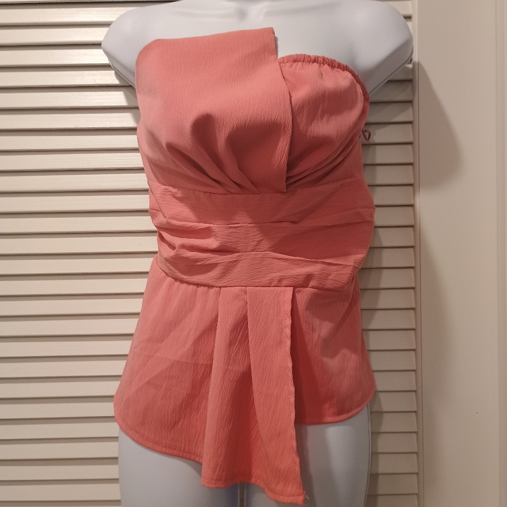 Shein Coral Strapless Crop Top Elegant Top XL 12